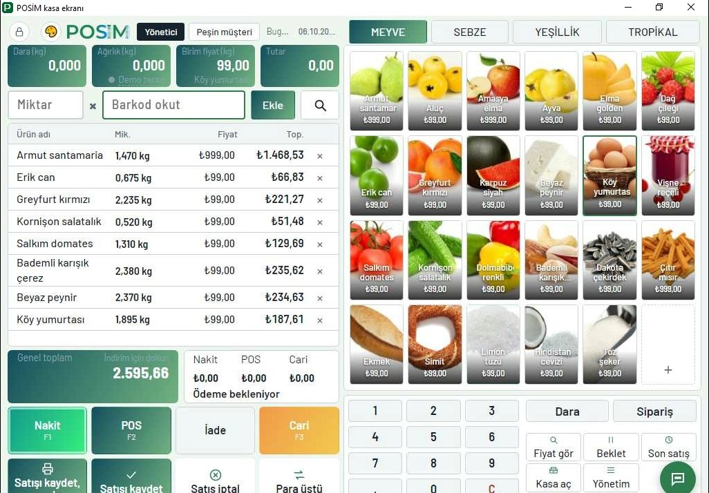 POSİM Satış kasa ekranı